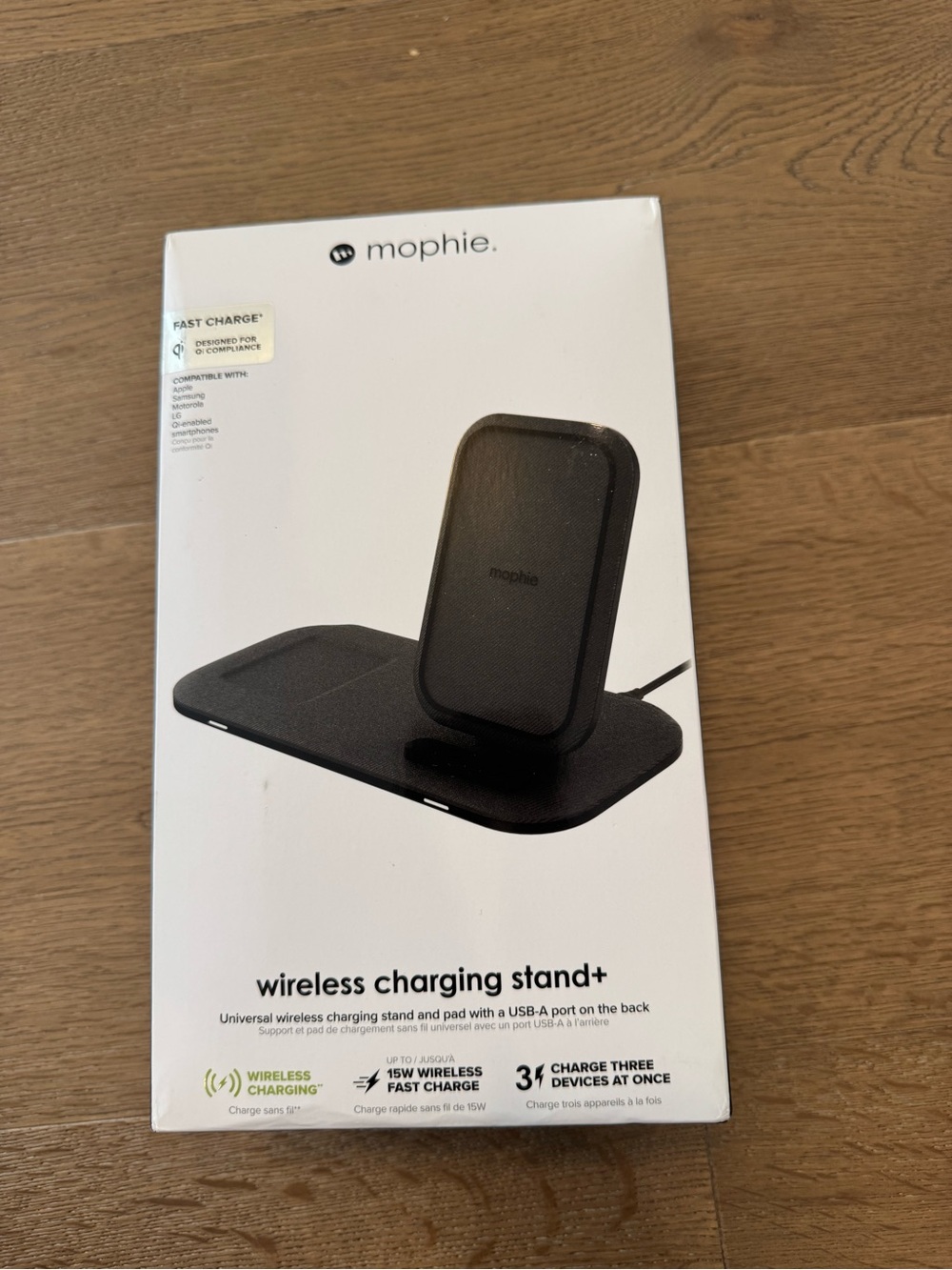 mophie Wireless Charging Stand+ Dual-Device Charger - Black